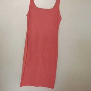Zara Coral knit Slip on dress with slit in back Large thin strap. Pre owned
